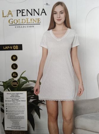 Zobrazit detail produktu - Dámská noční košile La Penna krátká LAP-V08 Obrázek Dámská noční košile La Penna krátká LAP-V08